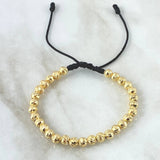 Pulsera Negra Bolas 4.15gr / 5mm Diamantadas 30und Oro Amarillo 18K *