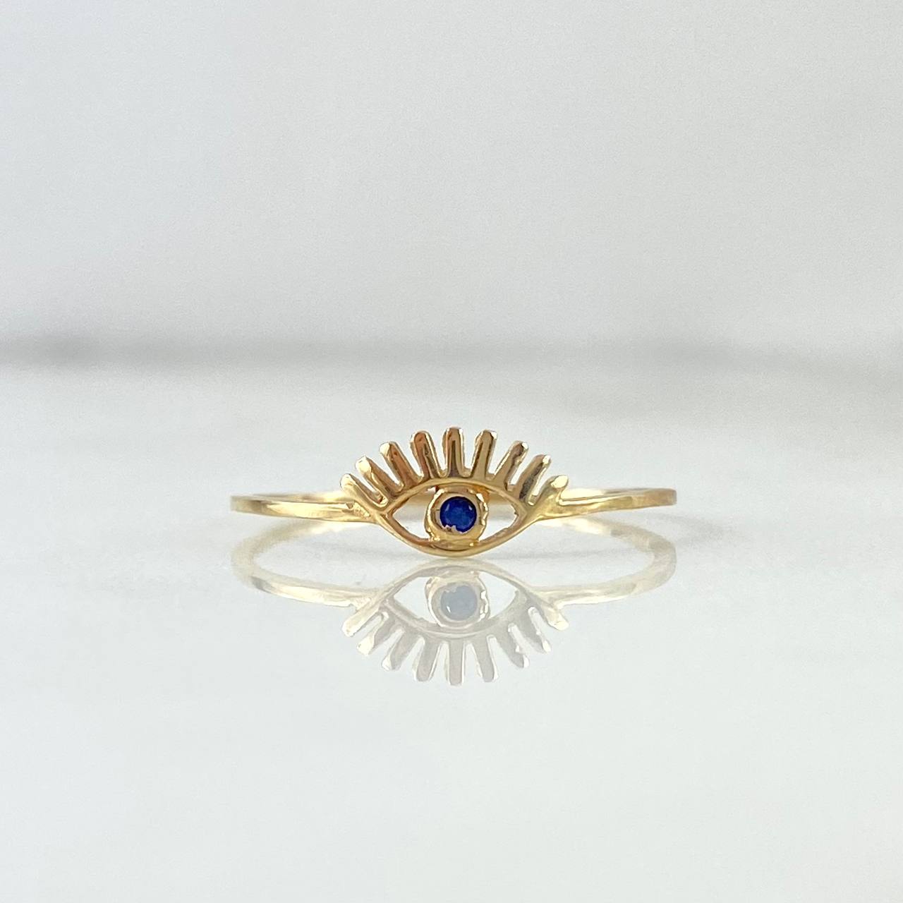 Anillo Ojo 0.7gr / T6 3/4 / Circon Azul Oro Amarillo ©