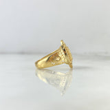 Anillo Virgen Guadalupe Cruz 3.4gr / T6 3/4 / Ovalada Circones Blancos Oro Amarillo