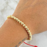 Pulsera Roja Bolas 5gr / 5mm Diamantadas 35und Oro Amarillo 18K *