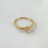 Anillo Solitario Churumbela Flor 1.75gr / T5 3/4 / Circones Blancos Oro Amarillo