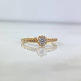 Anillo Solitario Flor 1.75gr / T7 3/4 / Circon Blanco Oro Amarillo