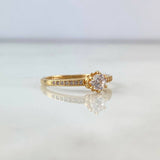 Anillo Solitario Flor 1.75gr / T7 3/4 / Circon Blanco Oro Amarillo