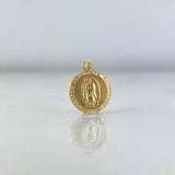 Dije Virgen Guadalupe 0.6gr / 2cm / Circular Troquelado Oro Amarillo