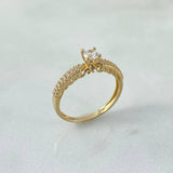 Anillo Solitario Filigrama 2.15gr / T7 1/2 / Circones Blancos Oro Amarillo