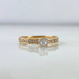 Anillo Solitario Churumbela 2.05gr / T6 1/2 / Curvo Circones Blancos Oro Amarillo