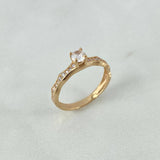 Anillo Solitario Churumbela 2.05gr / T6 1/2 / Curvo Circones Blancos Oro Amarillo