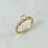 Anillo Solitario Churumbela 2.05gr / T6 1/2 / Curvo Circones Blancos Oro Amarillo