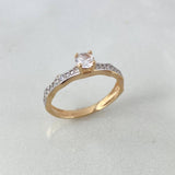 Anillo Solitario Churumbela 2.1gr / T6 1/2 / Curvo Circones Blancos Dos Oros Amarillo Blanco