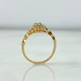 Anillo Solitario Halo 2gr / T6 1/4 / Circular Circon Verde Blancos Oro Amarillo