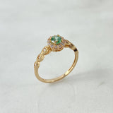 Anillo Solitario Halo 2gr / T6 1/4 / Circular Circon Verde Blancos Oro Amarillo