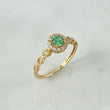 Anillo Solitario Halo 2gr / T6 1/4 / Circular Circon Verde Blancos Oro Amarillo