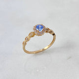 Anillo Solitario Halo 1.9gr / T7 / Circular Circon Celeste Blancos Oro Amarillo