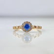 Anillo Solitario Halo 1.9gr / T7 / Circular Circon Celeste Blancos Oro Amarillo