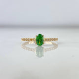 Anillo Solitario Churumbela 1.85gr / T6 1/2 / Circones Blancos Verde Oro Amarillo