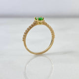 Anillo Solitario Churumbela 1.85gr / T6 1/2 / Circones Blancos Verde Oro Amarillo