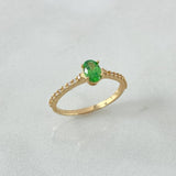 Anillo Solitario Churumbela 1.85gr / T6 1/2 / Circones Blancos Verde Oro Amarillo