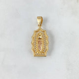 Dije Virgen Guadalupe 4.85gr / 3.8cm / Circones Blancos-Verdes-Fucsias Oro Amarillo