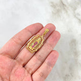 Dije Virgen Guadalupe 4.85gr / 3.8cm / Circones Blancos-Verdes-Fucsias Oro Amarillo