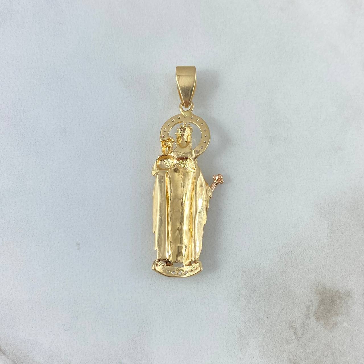 Dije Virgen Auxiliadora 5.3gr / 4.5cm / Circones Blancos Tres Oros