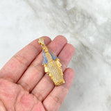 Dije Virgen Milagrosa 7.7gr / 5.2cm / Circones Blancos-Azules Oro Amarillo