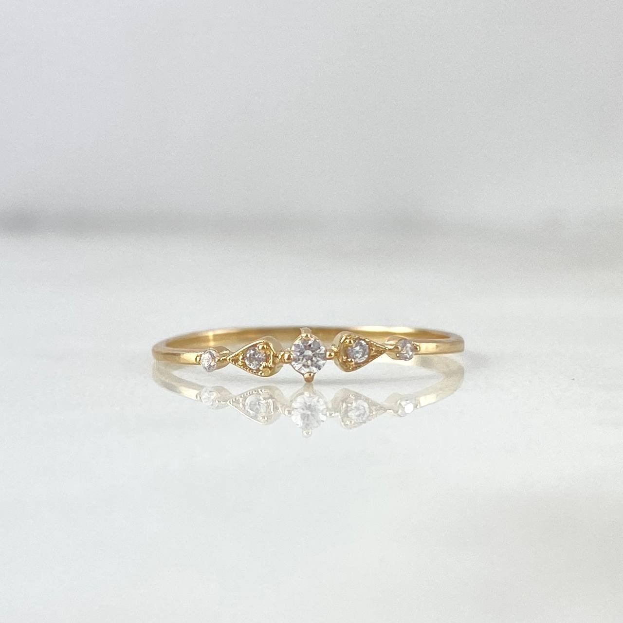 Anillo Solitario Petit 0.75gr / T6 3/4 / Circones Blancos Oro Amarillo