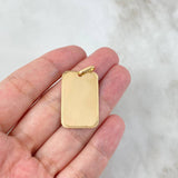 Dije Placa Rectangular 3.5gr / 3.5cm / Bordes Curvos-Diamantados Oro Amarillo