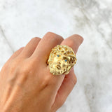 Anillo Rostro Cristo 16.4gr / T11 1/4 / Circones Celestes Oro Amarillo *