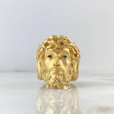 Anillo Rostro Cristo 16.4gr / T11 1/4 / Circones Celestes Oro Amarillo *