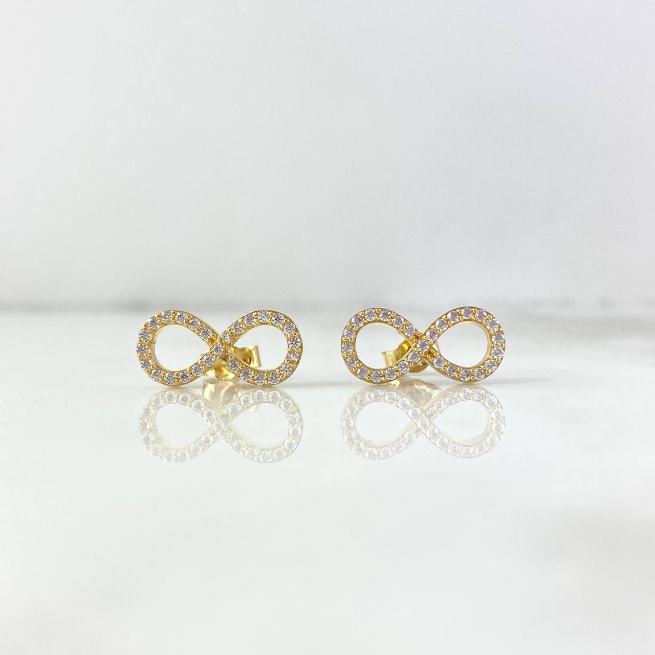 Set Infinito 4.15gr Dije / 1.4cm + Topos Circones Blancos Oro Amarillo (A.C)