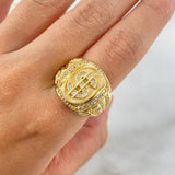 Anillo Signo Peso 10.5gr / T9 3/4 / Circones Blancos Oro Amarillo