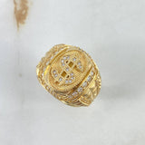 Anillo Signo Peso 10.5gr / T9 3/4 / Circones Blancos Oro Amarillo