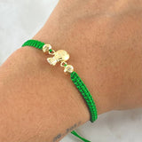 Pulsera Verde Herraje Bolsa de Dinero 0.95gr / 5mm Bolas Diamantadas 2 Und Oro Amarillo 18K