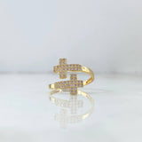 Anillo Abrazo Cruz 2.5gr / T8 3/4 / Circones Blancos Oro Amarillo