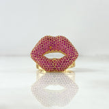 Anillo Beso 9.1gr / T8 1/4 / Circones Fucsias Oro Amarillo