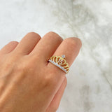 Anillo Corona Corazon 15s 3.3gr / T8 1/2 / Circones Blancos Dos Oros Amarillo Blanco