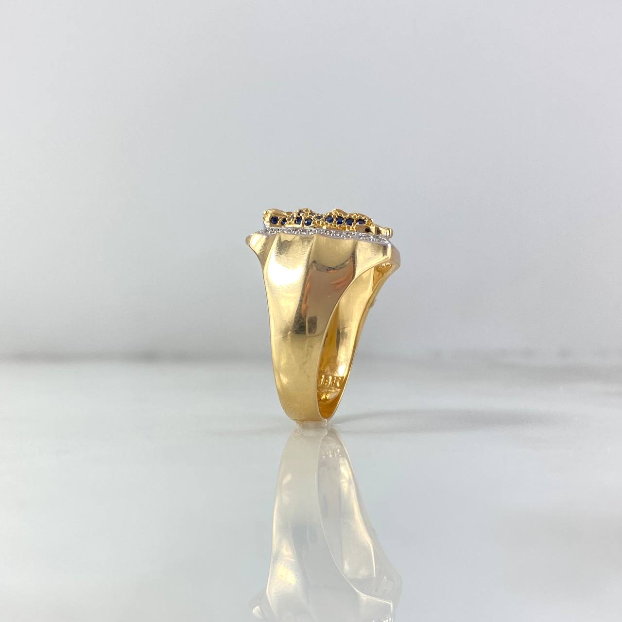 Anillo Silueta Virgen Guadalupe 7.05gr / T8 1/4 / Circones Blancos Fucsias Azules Dos Oros Amarillo Blanco