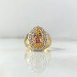 Anillo Silueta Virgen Guadalupe 7.05gr / T8 1/4 / Circones Blancos Fucsias Azules Dos Oros Amarillo Blanco