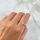 Anillo Cruz 1.25gr / T8 3/4 / Circones Blancos Oro Amarillo