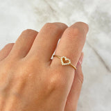 Anillo Silueta Corazon 1.4gr / T8 / Circones Blancos Oro Amarillo