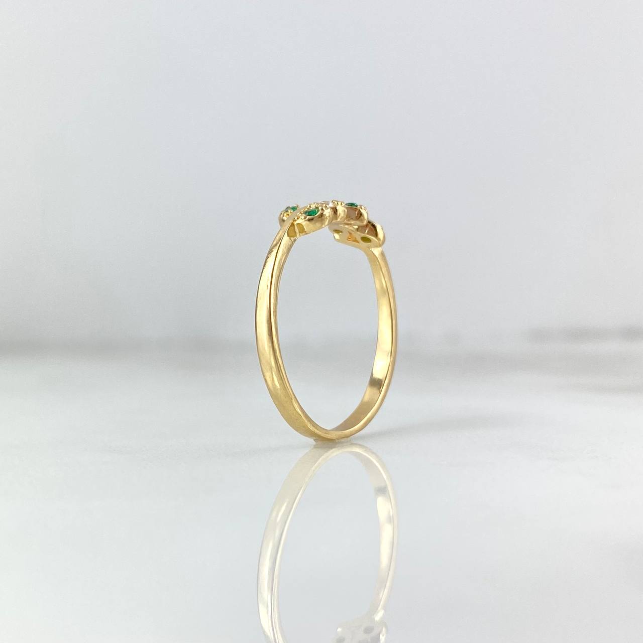 Anillo Hojas 1.95gr / T5 3/4 / Circones Blancos Verdes Oro Amarillo