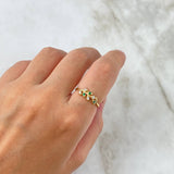 Anillo Hojas 1.95gr / T5 3/4 / Circones Blancos Verdes Oro Amarillo