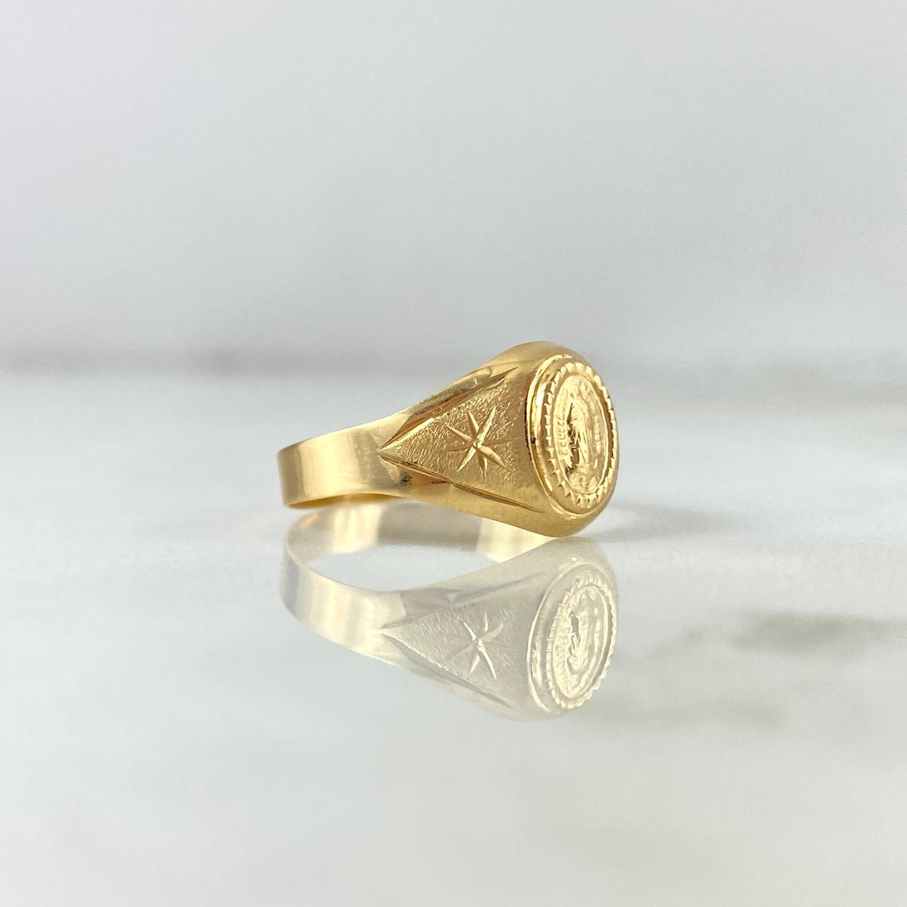 Anillo Sello Virgen Guadalupe 1.85gr / T6 1/4 / Estrellas Oro Amarillo