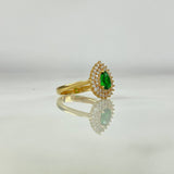 Anillo 3.8gr T7 Circon Verde Circones Blancos Oro Amarillo