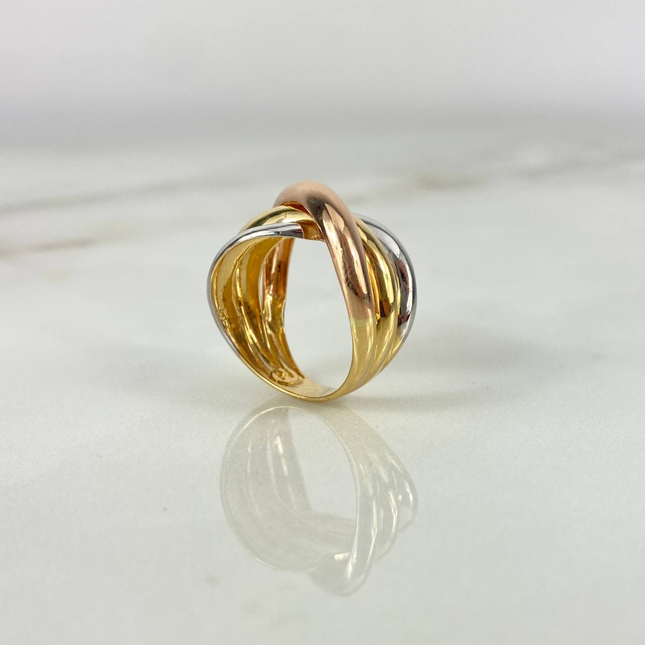 Anillo Rustico Curvas Cruzadas 5.5gr T7 1/4 Liso Tres Oros