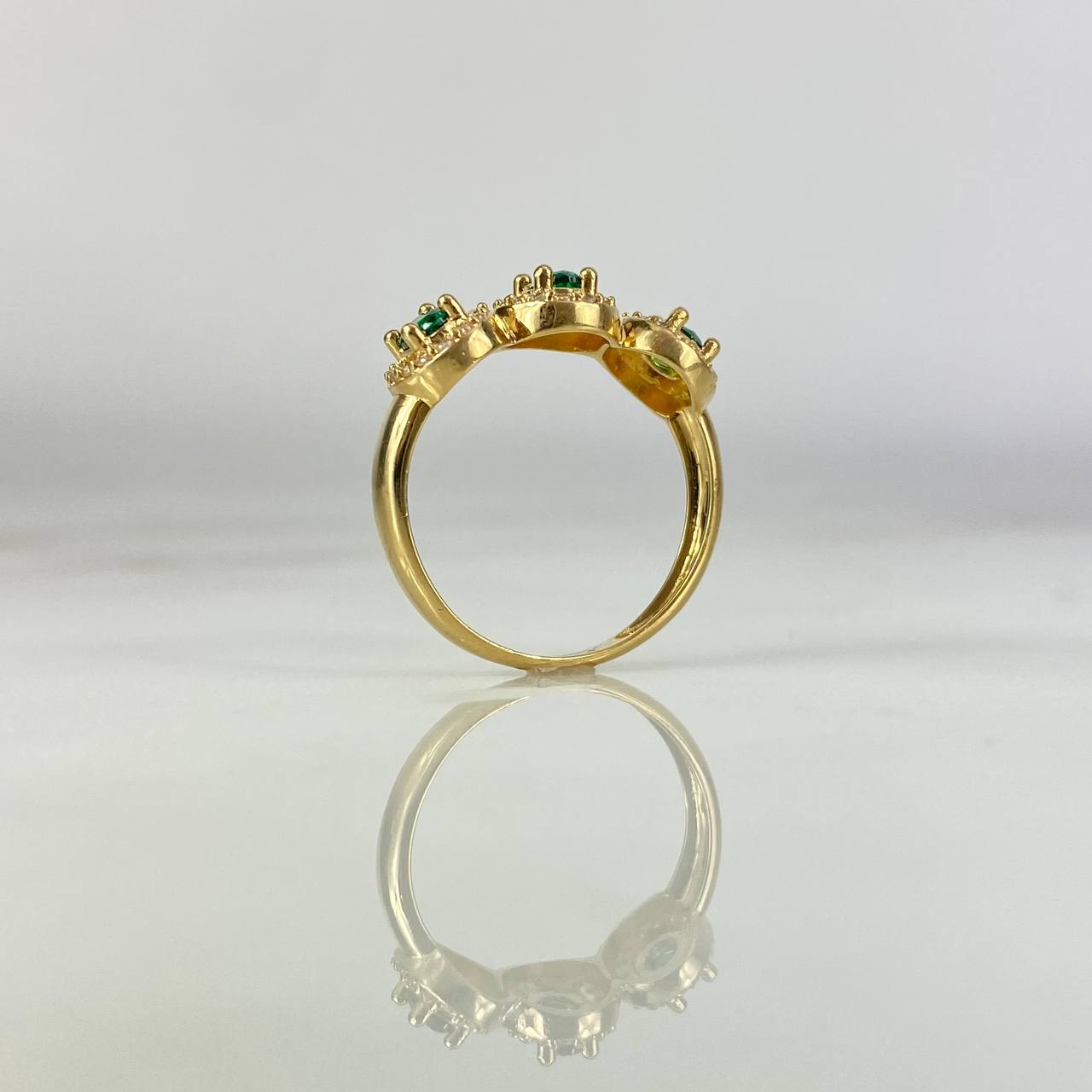 Anillo Trio 3gr T6 Circones Verdes Blancos Oro Amarillo