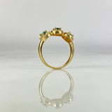 Anillo Trio 3.1gr T7 Circones Verdes Blancos Oro Amarillo