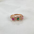 Anillo Trio 3.1gr T7 1/2 Circones Fucsia verde Rosa Oro Rosa