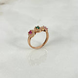 Anillo Trio 3.1gr T7 1/2 Circones Fucsia verde Rosa Oro Rosa