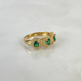 Anillo Trio 3gr T5 3/4 Circones Verdes Blancos Oro Amarillo